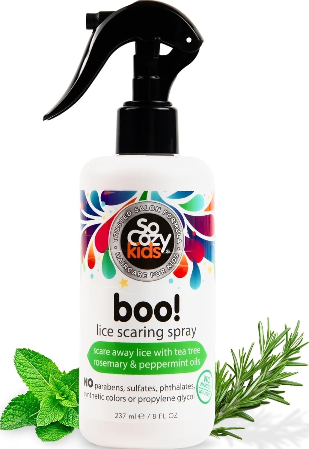 SO COZY Kids Boo! Lice Prevention Spray, Clinically Tested, Gentle, 8 Fl Oz