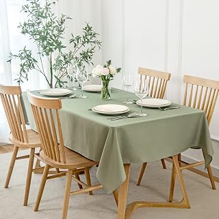 maxmill Faux Linen Texture Tablecloth Stain Resistant Waterproof Wrinkle Resistant Table Cloth, Fabric Decoration for Dining Room Banquet Parties Dinner, Rectangle 60 x 120 Inch, Sage Green