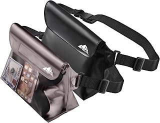 HEETA 2-Pack Waterproof Pouch with Waist Strap, Screen Touchable Dry Bag with Adjustable Belt for Phone Valuables for Swimming Snorkeling Boating Fishing Kayaking