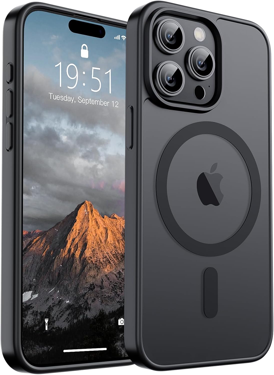 SUPFINE Magnetic for iPhone 15 Pro Case (Compatible with MagSafe) (Military Grade Drop Protection) Slim Translucent Matte Shockproof with Anti-Fingerprint Phone Case, Black