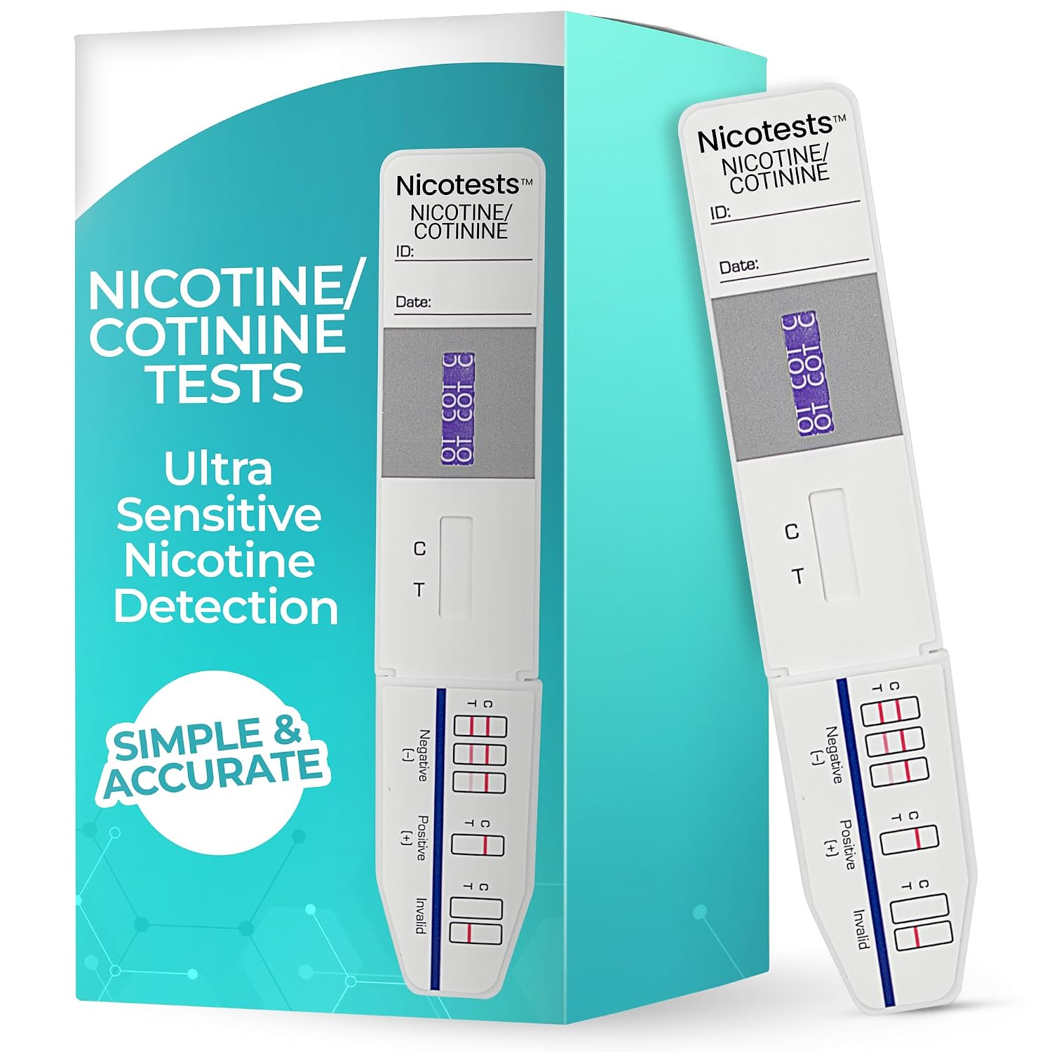Nicotine/Tobacco Test Kit for Vapor Detection, Employment, Medical and Insurance - 10 Pack by NicoTests® 200 Ng Test.
