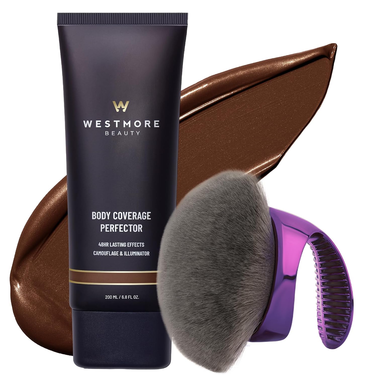 Westmore Beauty Body Coverage Perfector & Brush - Waterproof Leg Makeup- 6N