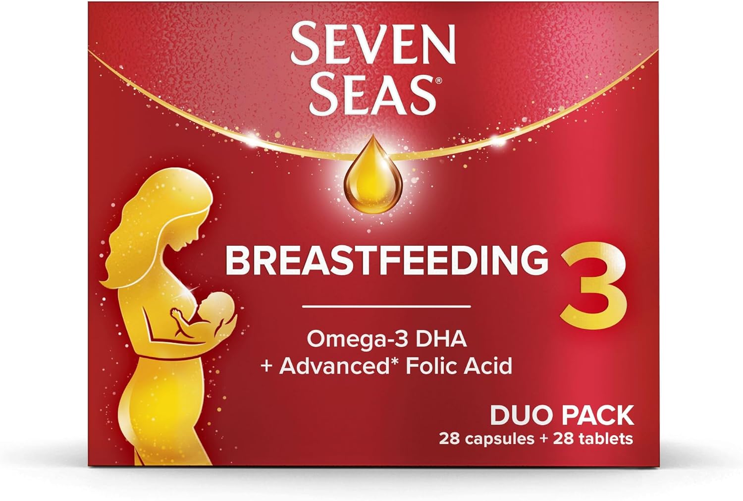 Seven Seas Breastfeeding, Postnatal Vitamins With Omega-3 DHA To Support Your Baby's Brain And Vision¹, Advanced* Folic Acid, Iron, Vitamins D, B6 And B12, 28 Tablets plus 28 Capsules, 4 Weeks Supply