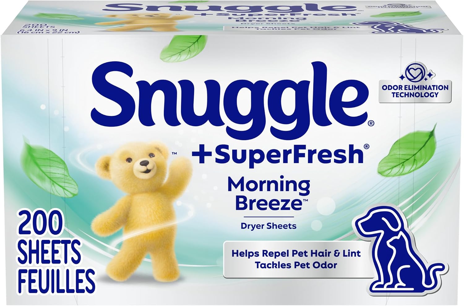 Snuggle Plus SuperFresh Fabric Softener Dryer Sheets with Static Control and Odor Eliminating Technology, Original, 200 Count
