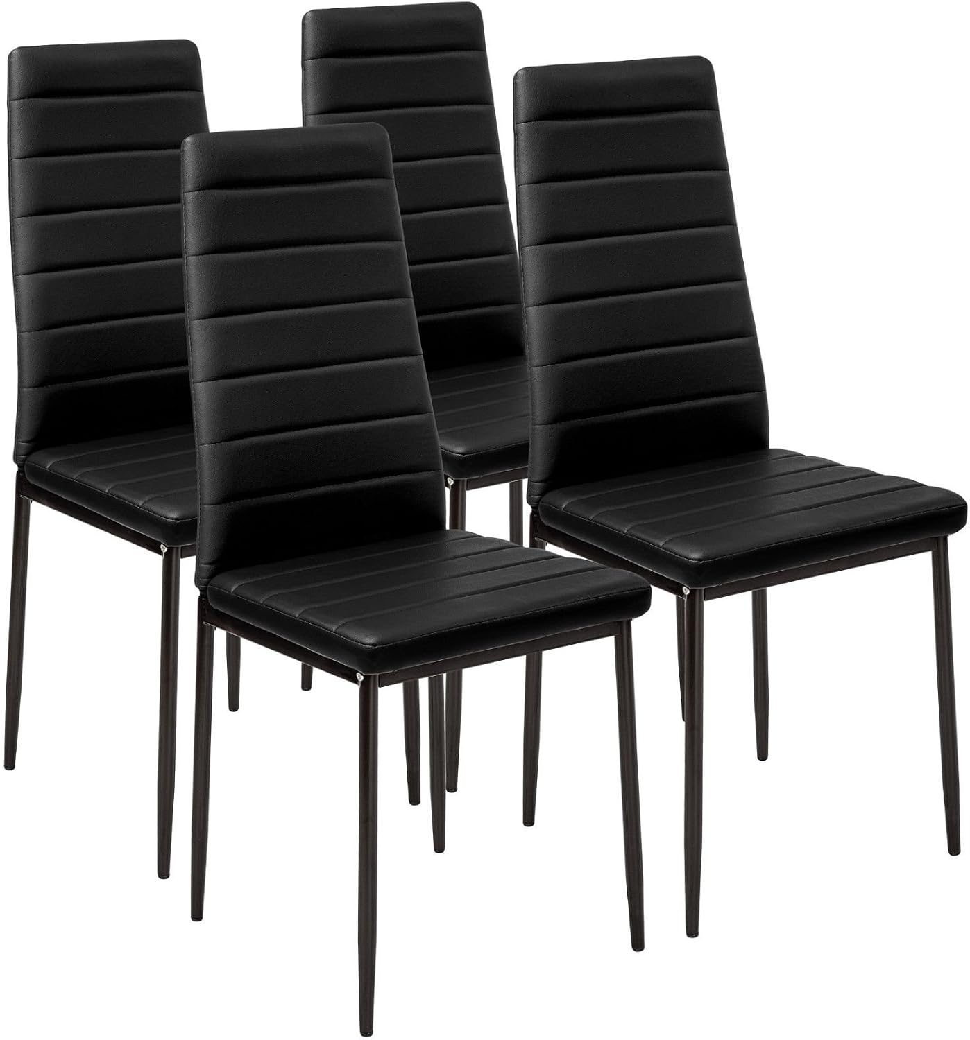 Panana Stunning Modern Faux Leather Black White 4/6 Chair Set for Dining Kitchen Room (Black, 4)