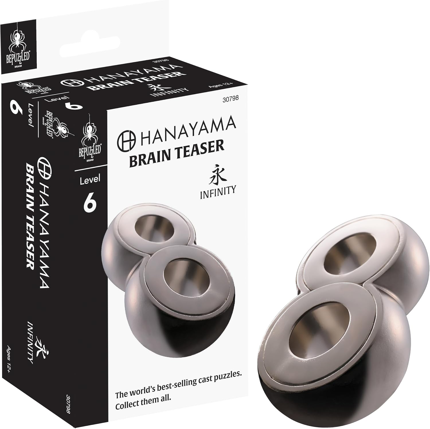 BePuzzled | Infinity Hanayama Metal Brainteaser Puzzle Mensa Rated Level 6, for Ages 12 and Up