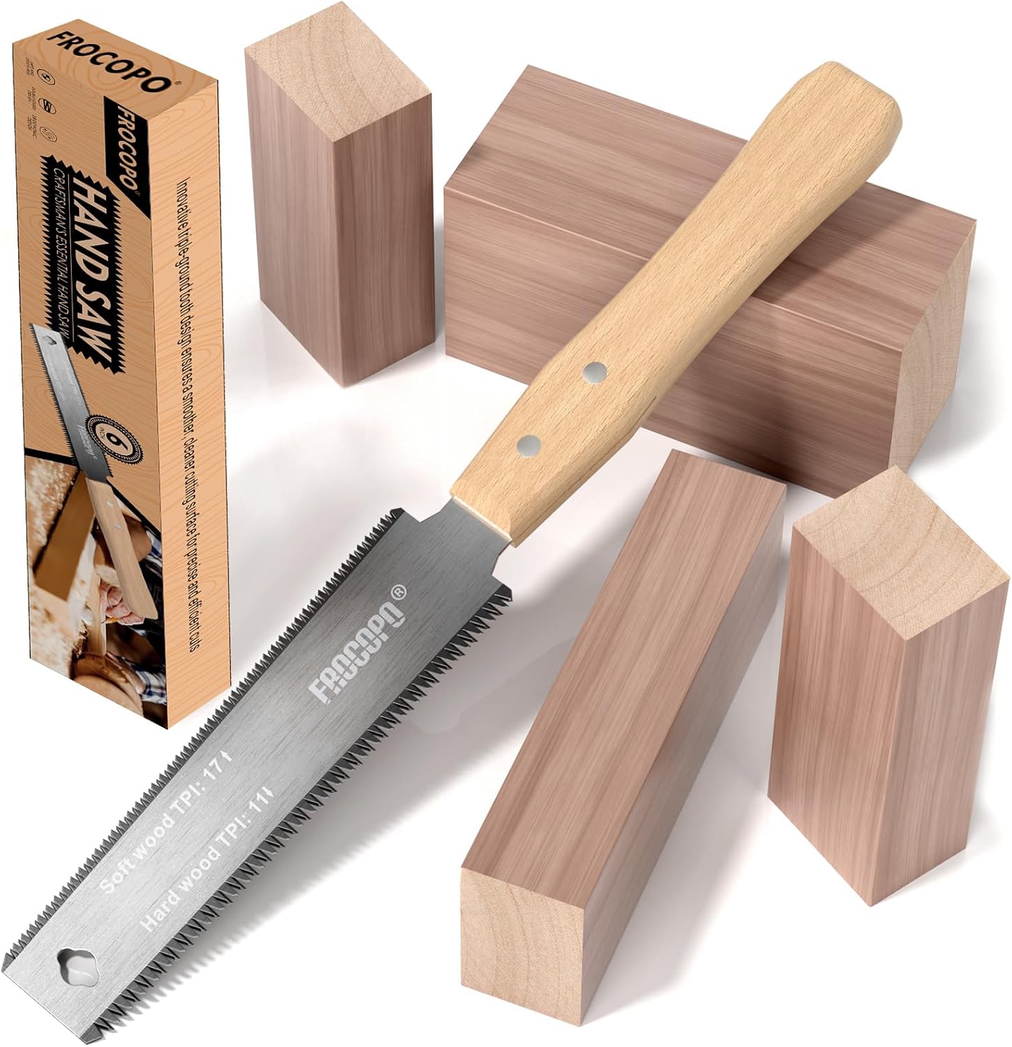 Hand Saw Woodworking Tools, 6-Inch Pull Saw, Flexible Double-Edge Blade 17/11 TPI, Japanese Flush Cut for DIY Craft, Non-Slip Wood Handle, Sharp & Lightweight for Woodworking and Garden Trim