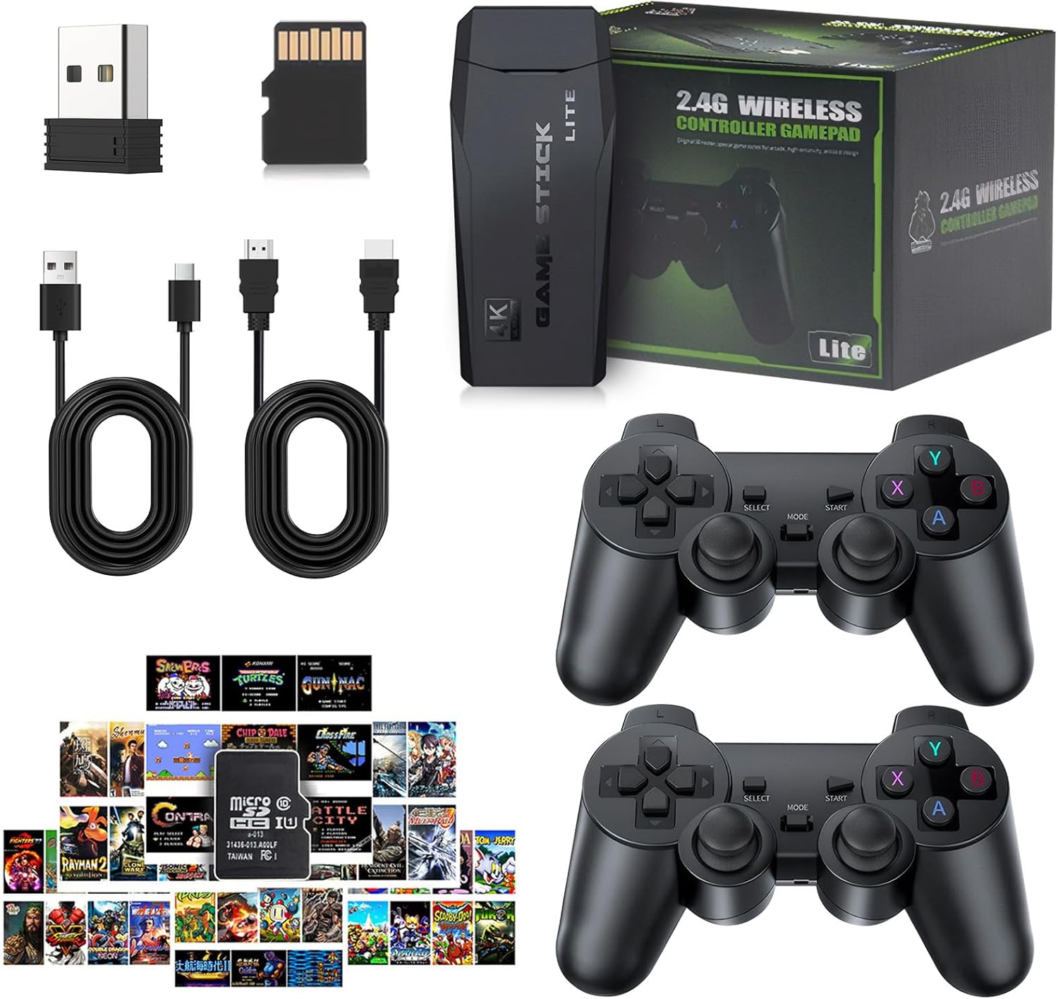 20000+ Games,2025 Newest Home Game Console Wireless Double Handle PSP Arcade Double TV Game Console Plug and Play Video Game Stick, HDMI Output TV, Gift for Kids and Adults (64G)