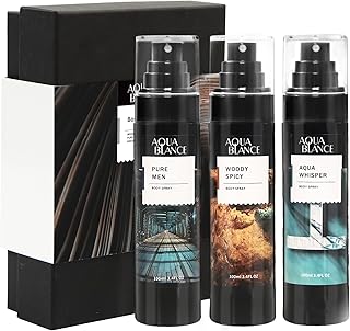 Deodorizing Body Spray for Men, Mens Body Refreshing Spray, Fragrance Mist, Pack of 3, Each 3.4 Fl Oz, Total 10.2 Fl Oz