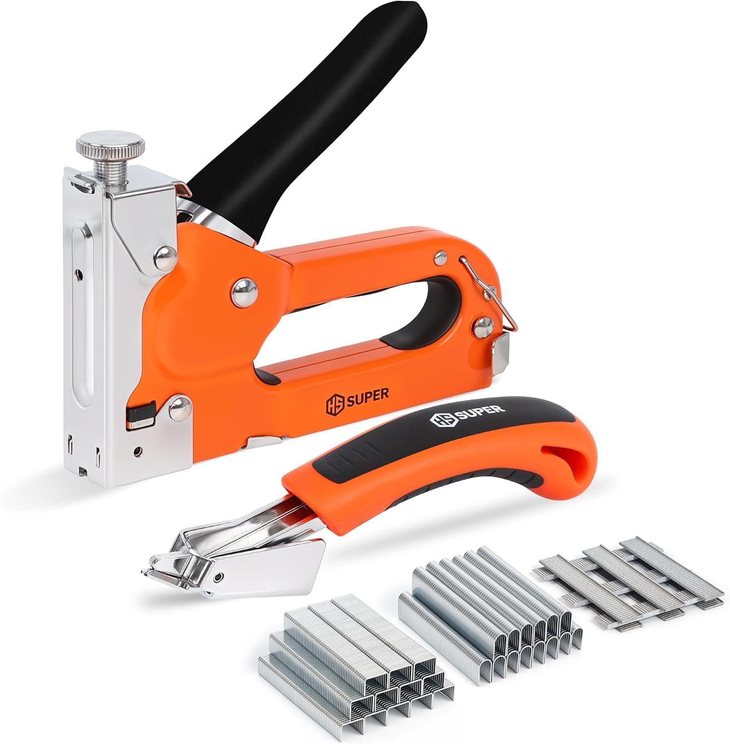 HS Super 3-in-1 Heavy Duty Staple Gun for Upholstery Work, 2250 Staples