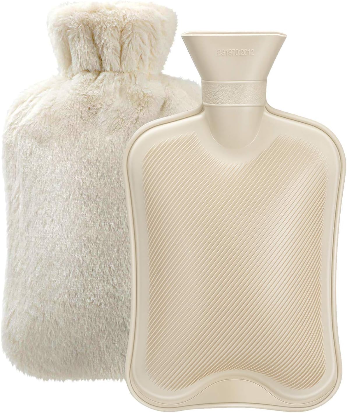 Hot Water Bottle Rubber with Soft Cover (2 Liter) Hot Water Bag for Cramps, Pain Relief, Removable Hot Cold Pack Hot Water Bed Warmer