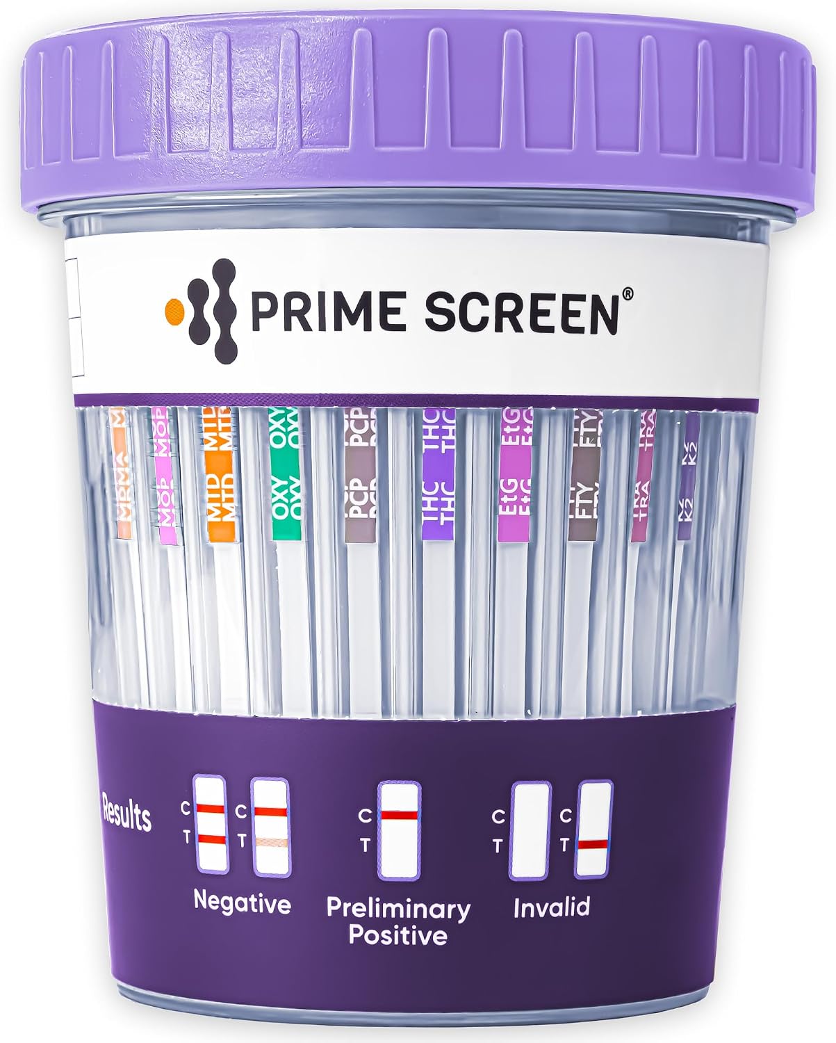 Prime Screen Multi-Drug Urine Test Cup 16 Panel Kit (AMP,BAR,BUP,BZO,COC,mAMP,MDMA,MOP/OPI,MTD,OXY,PCP,THC, ETG, FTY, TRA, K2) -[1 Pack]-CDOA-9165EFTK
