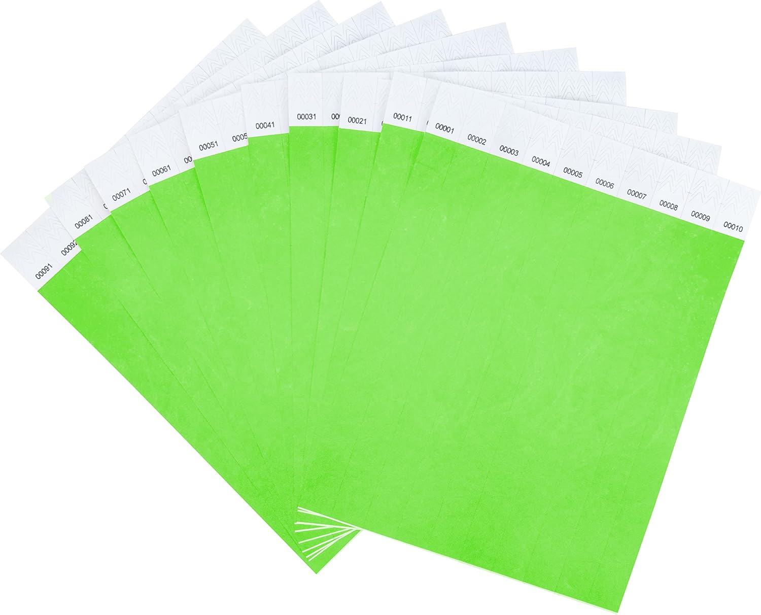 DGBDPACK 500 Pcs Neon Wristbands, 1-500 Consecutive Numbers Waterproof Tearproof Wrist Straps Admission Bracelets Tickets (Neon Green)