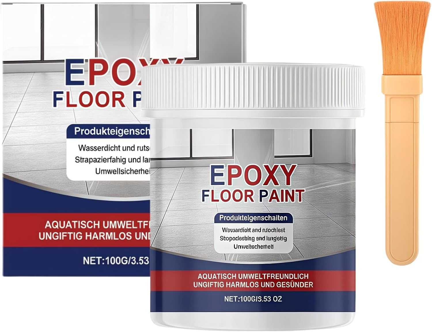 100G High-gloss Marble Effect Epoxy Floor Coating,Epoxy Floor Paint,Colored Sand Self Leveling Flat Paint,Anti-Slip & Wear-Resistant Imitation Marble Finish for Indoor & Outdoor Concrete(Gray)