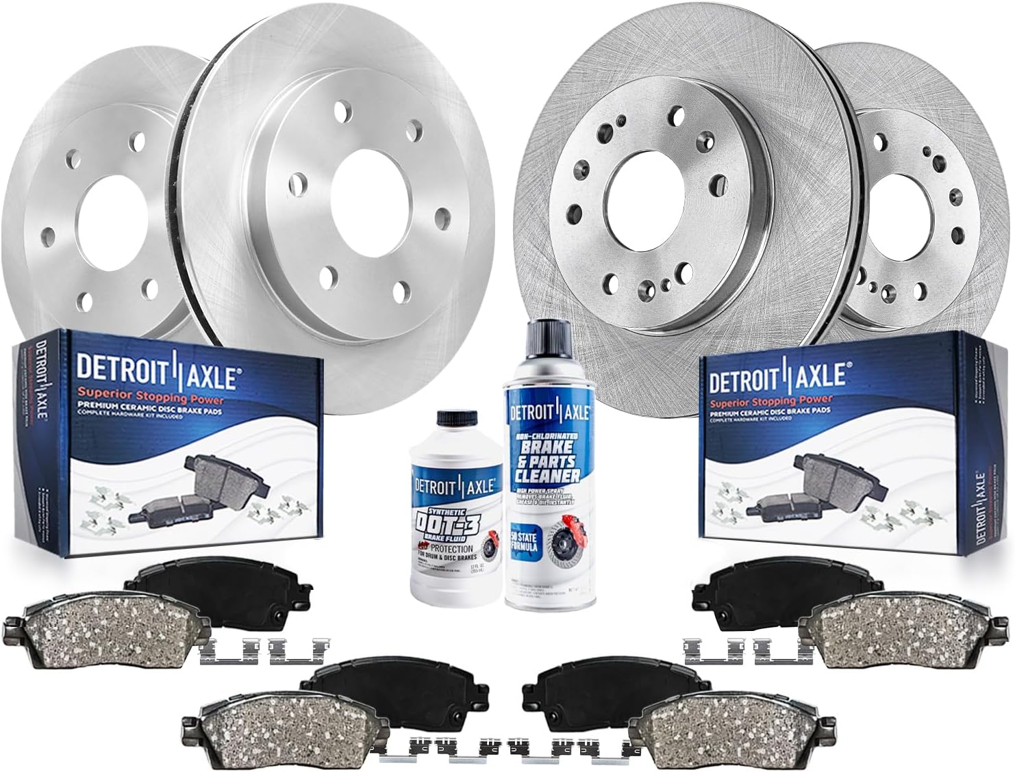 Detroit Axle - Brake Kit for Chevy GMC Silverado Sierra 1500 Tahoe Suburban Yukon XL Cadillac Escalade ESV Disc Brake Rotors Ceramic Brakes Pads Replacement Front and Rear