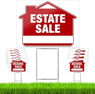 Estate Sale Signs (10 Pack) – Premium LARGE 24” x 18” Double-Sided Estate Sale Signs with Heavy Duty Stakes – Estate & Garage Sale Yard Sale Signs with Directional Arrows…