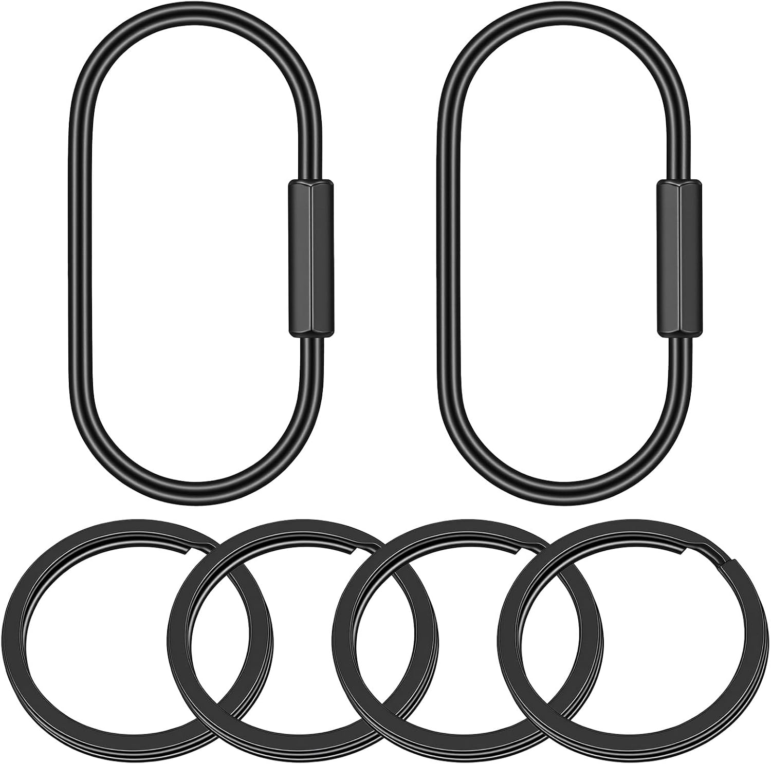 6PCS Screw Lock Key Ring,Simple Style Black Secure Key Ring, Brass Screw Lock Keychain, Screws Locks Designed, for Handbags Men Women, Black