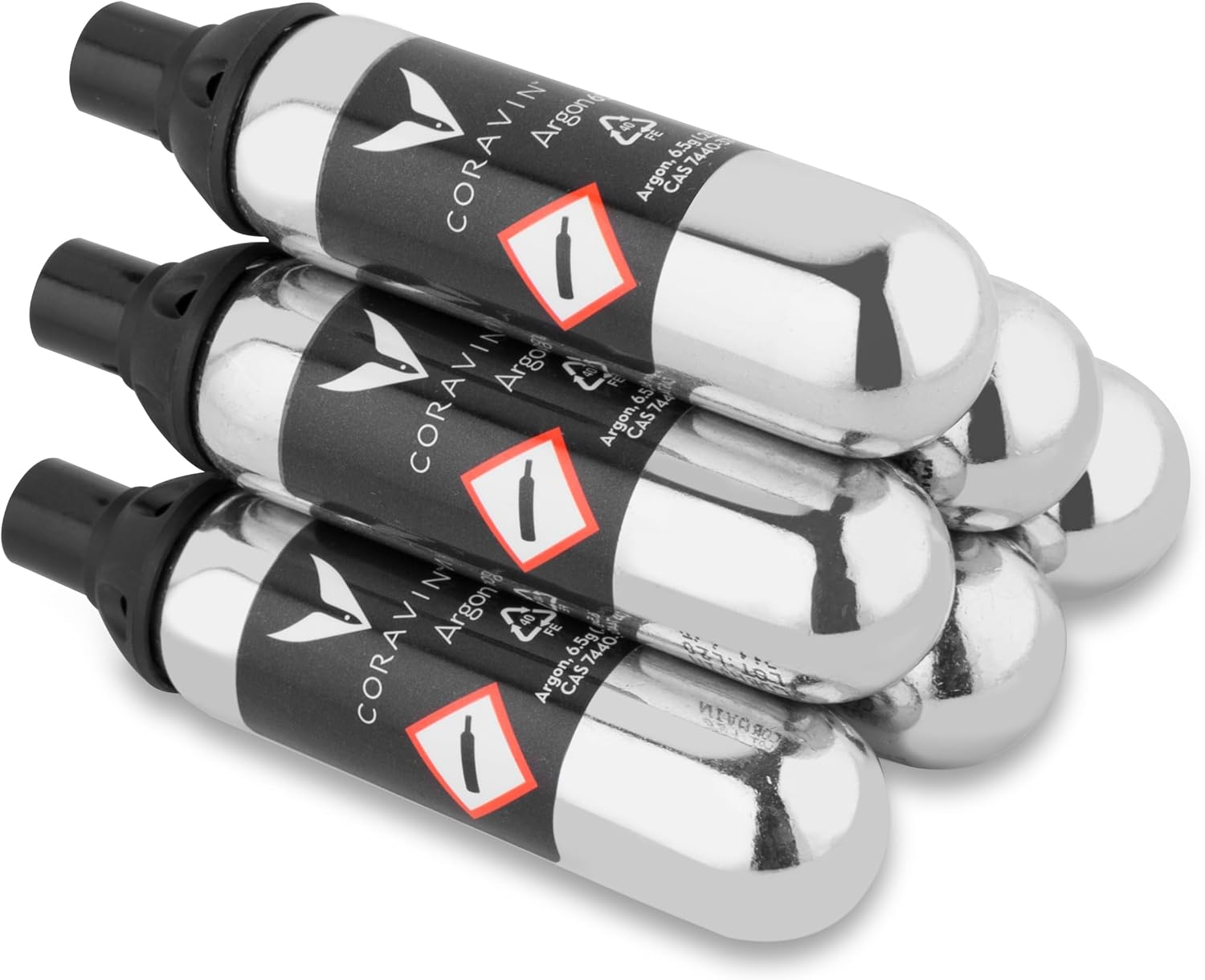 Coravin Wine Preservation System Replacement Argon Capsules, 6-Pack, Silver