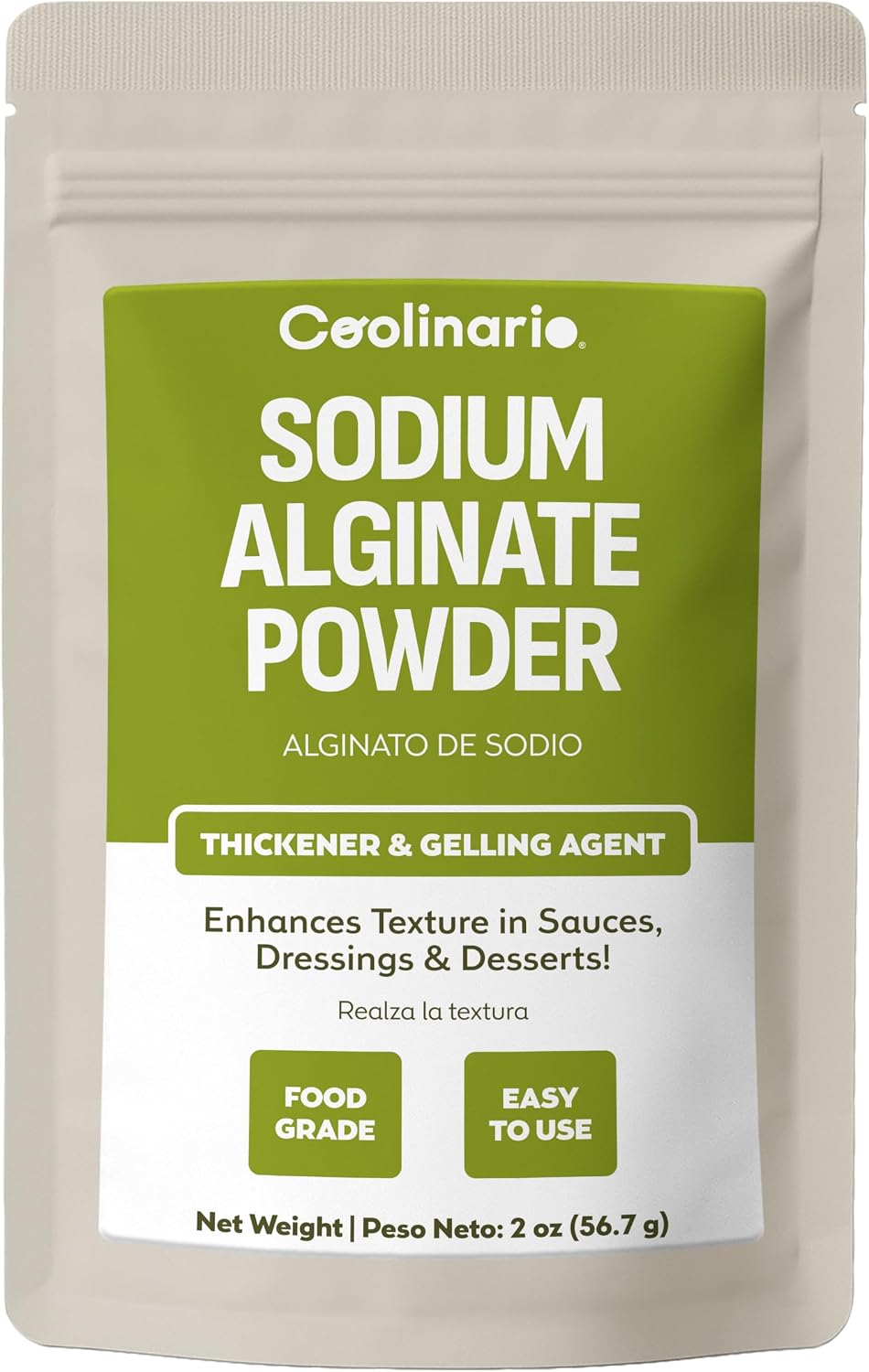 Coolinario Sodium Alginate Powder (56g) Premium Thickener & Gelling Agent