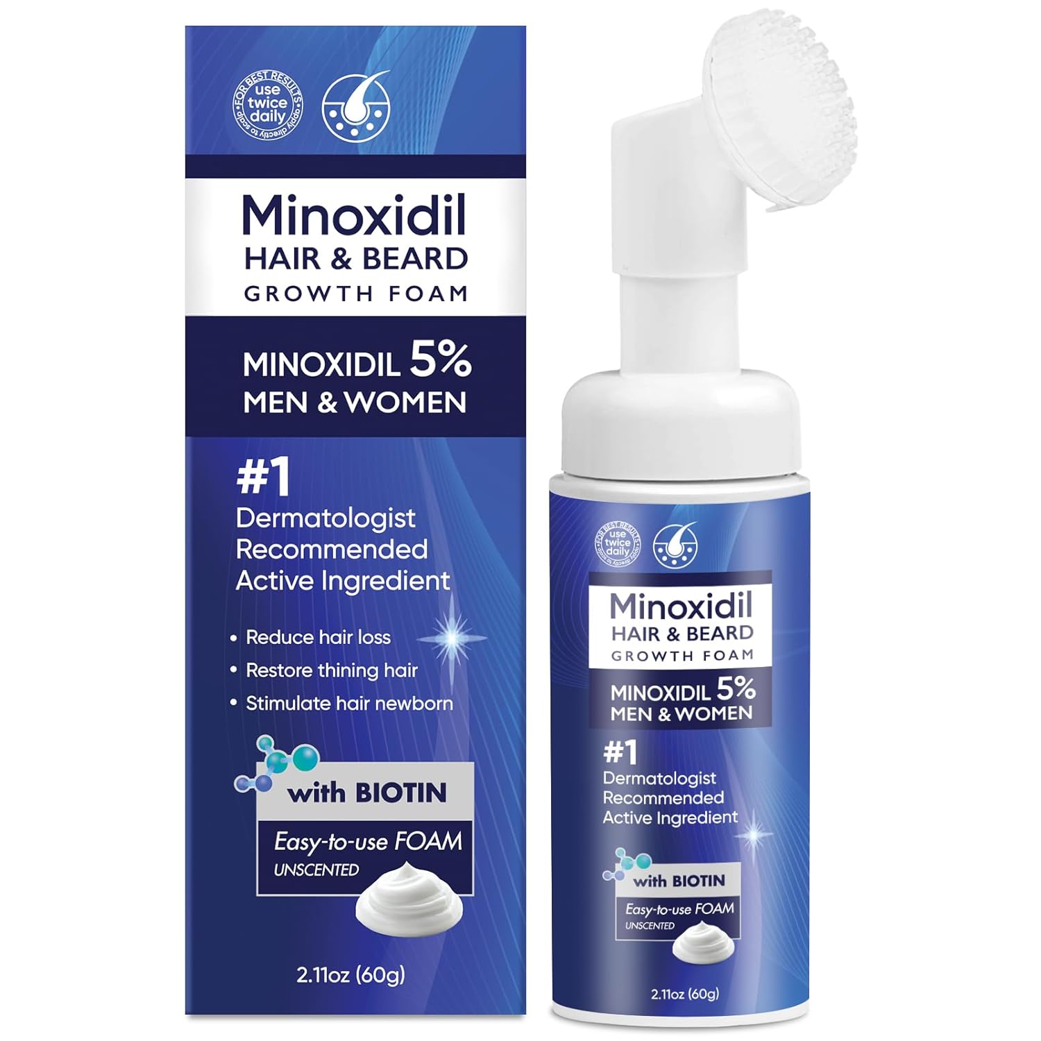5% Minoxidil Foam for Men and Women, 5% Minoxidil for Men Foam, Minoxidil for Women Hair Growth (60ML)