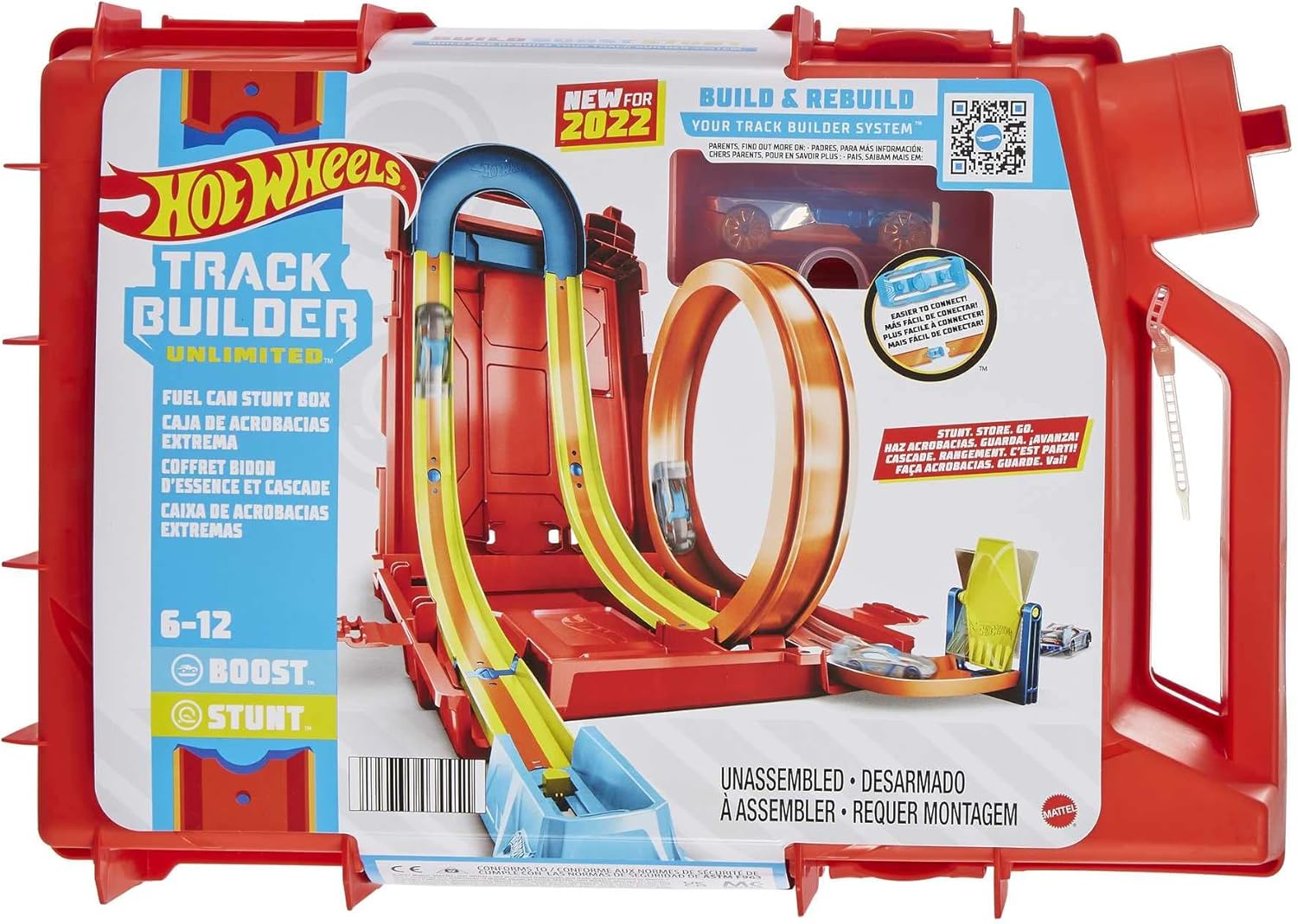 Hot Wheels Toy Car Set, Track Builder Unlimited Playset Fuel Can Stunt Box, 14 Component Parts & 1:64 Scale Vehicle