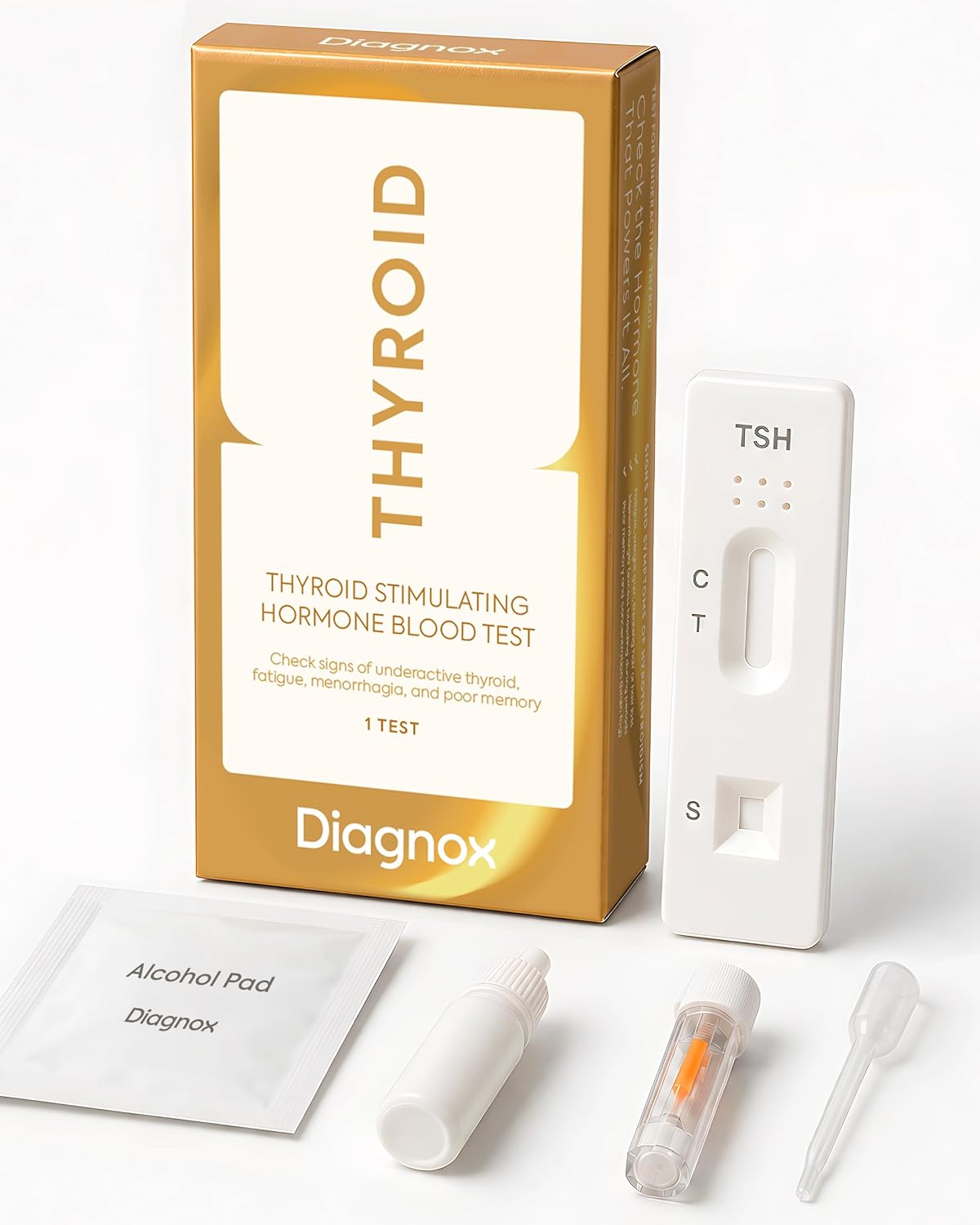 Diagnox Thyroid Testing Kit, Underactive TSH Blood Test, 1 Count | Early Screening for Hypothyroidism, Quick Results in 10 Minutes, Easy To Use, Complete Kit Included