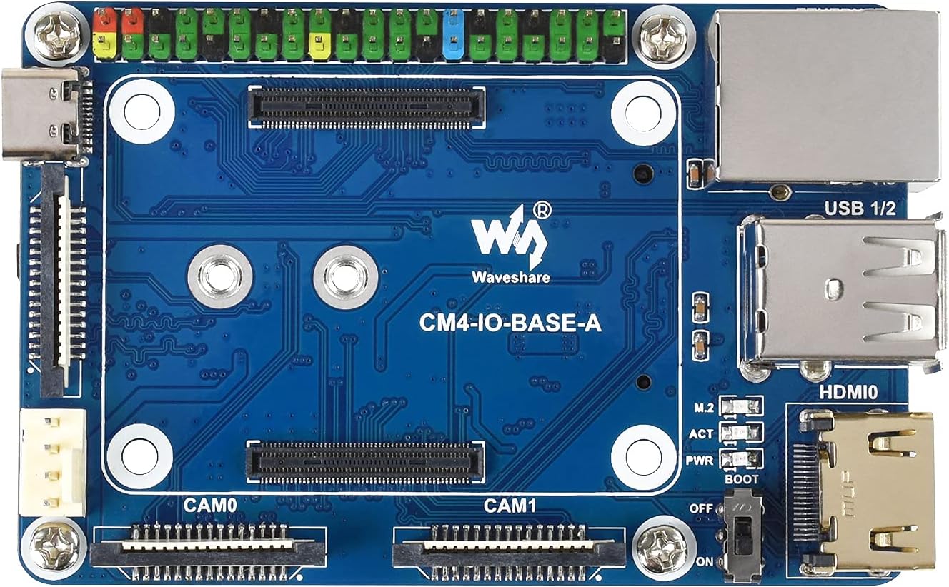Mini Base Board for Raspberry Pi Compute Module 4 Lite/EMMC Series Module, with Standard CM4 Socket and Color-Coded Raspberry Pi 40PIN GPIO Header, for Evaluating CM4 or Integrated into End Product