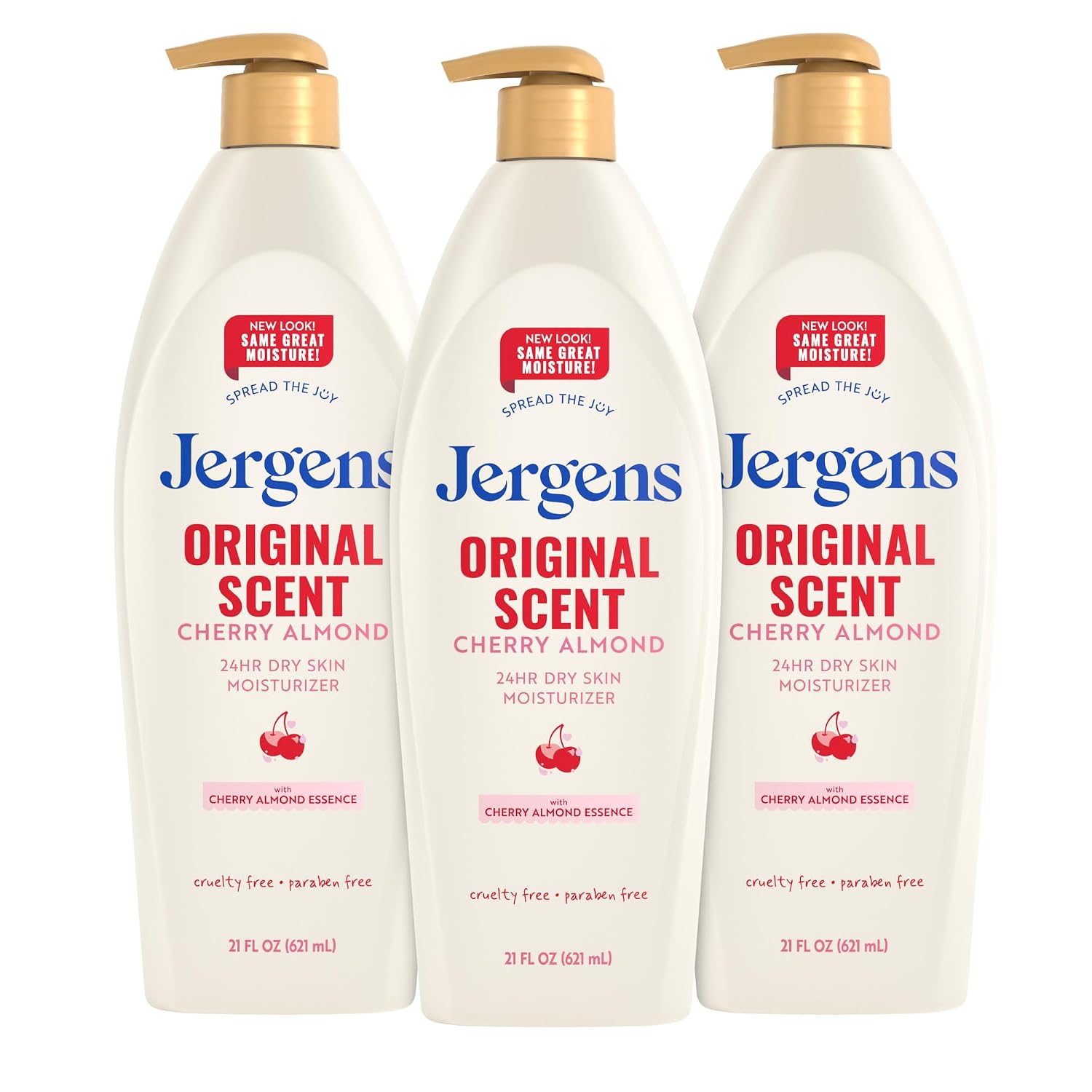 Jergens Cherry Almond Hand & Body Lotion, Dry Skin, 21 fl oz, 3 Pack