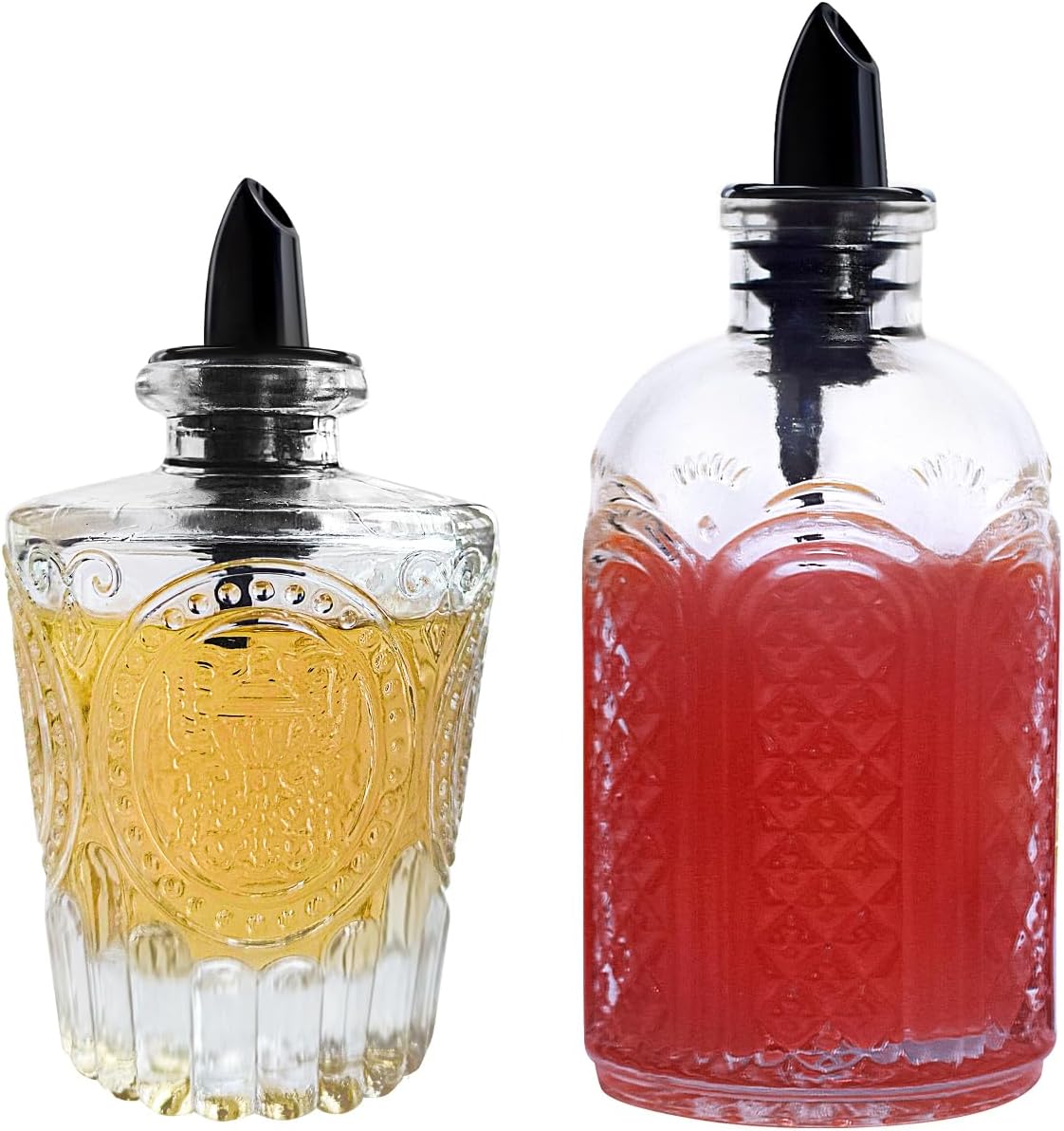 Syrup Bottles Set of 2 - Glass Dispensers with Leak-Proof Lids and Pour Spout - Perfect for Coffee Syrups, Honey, Condiments, and Olive Oil