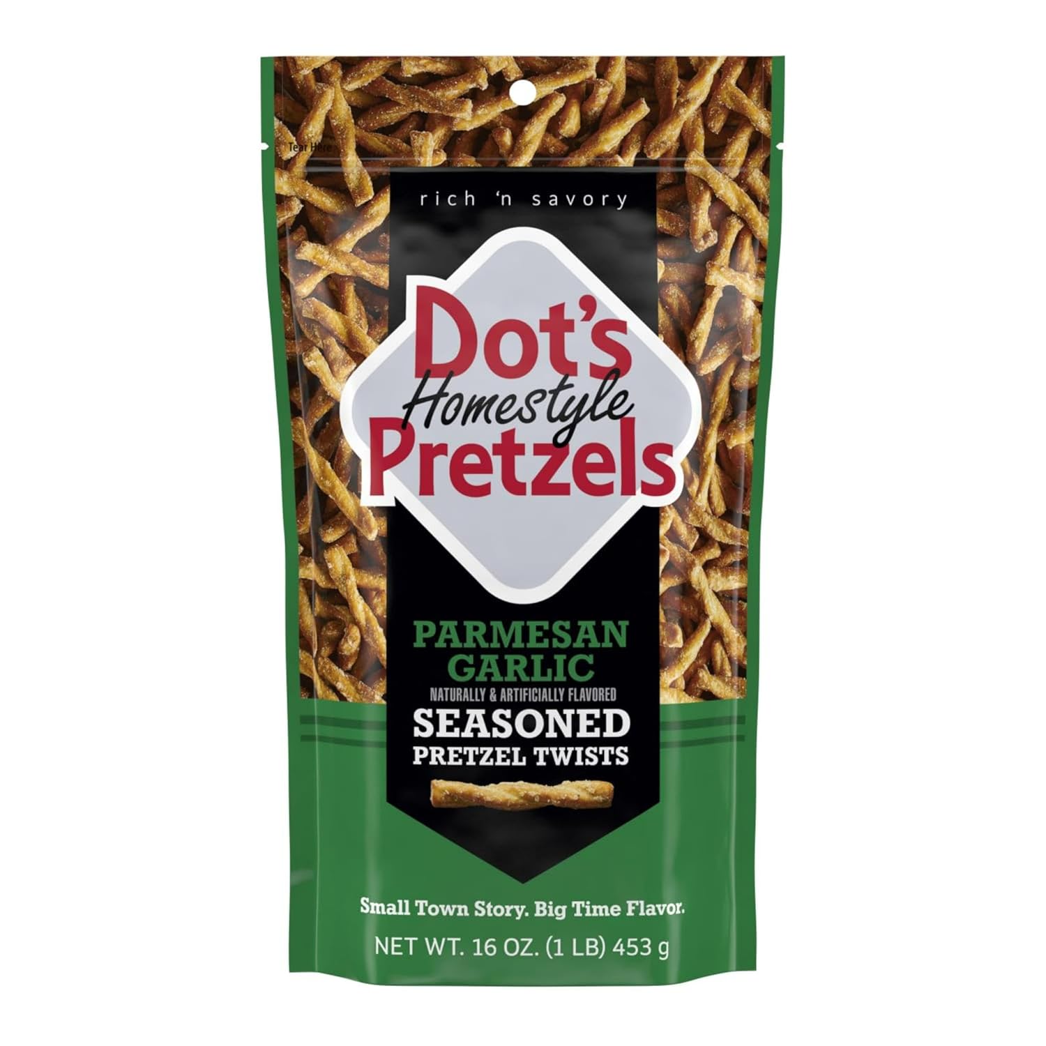 Dot's Pretzels Parmesan Garlic Seasoned Pretzel Twist Snack, 16oz Grocery Sized Bag