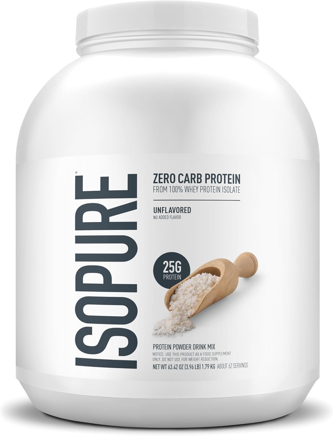Isopure Zero Carb Whey Isolate Protein Powder, Unflavored 4 LB