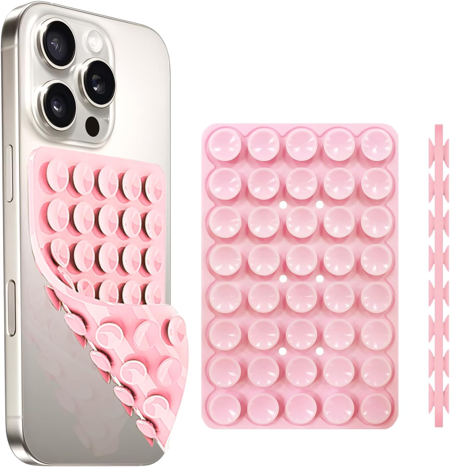 Silicone Suction Cup Phone Case Mount Double Sided, Hands-Free Strong Grip Holder for Selfies and Videos,Silicon Sticky Phone Grip with Higher Suction Power for Cell Phone Light Pink
