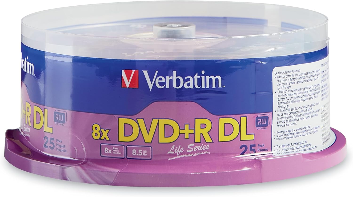 Verbatim DVD+R DL Double Layer 8.5GB 8X LifeSeries - 25 Pack Spindle
