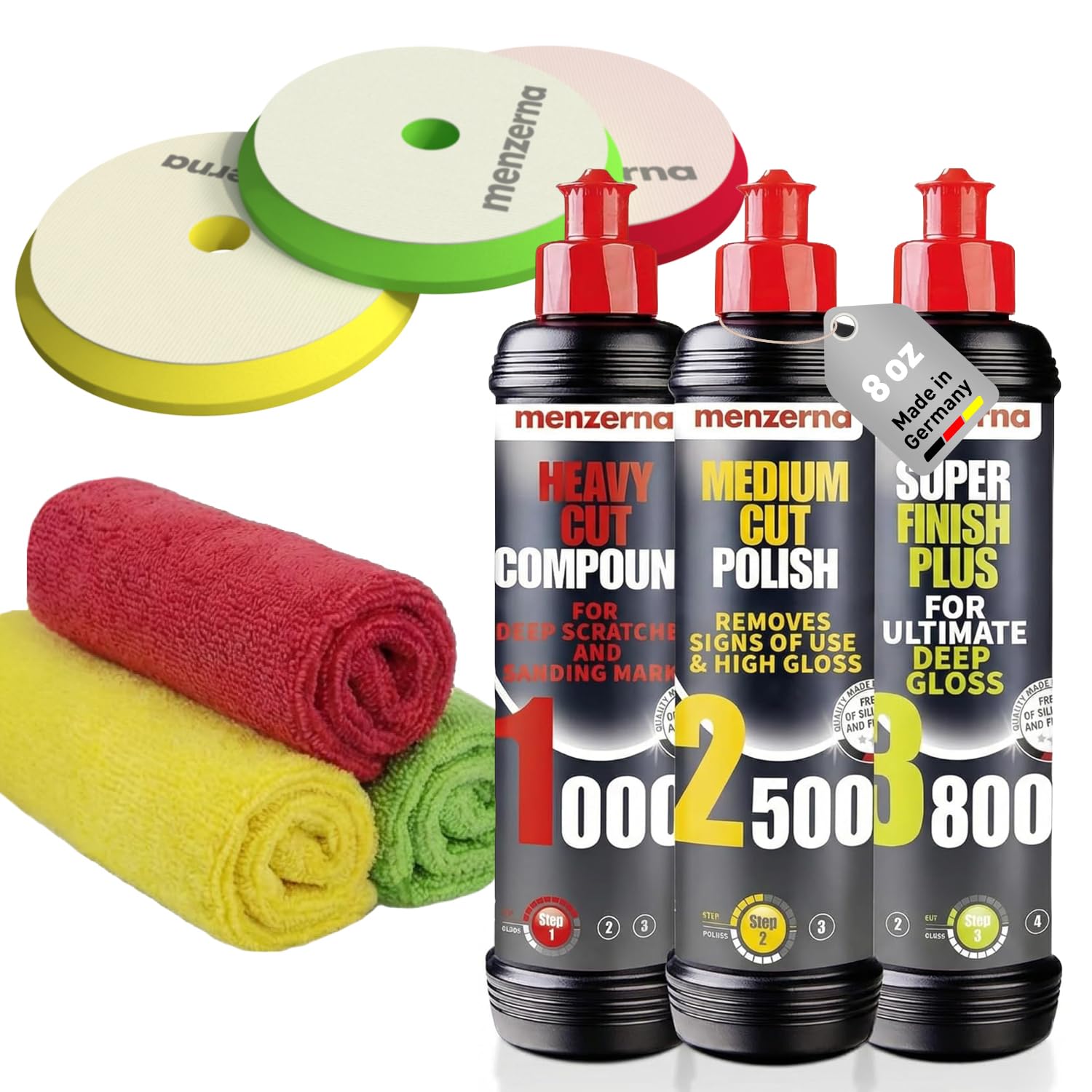 menzerna 3-Step Polishing Set 8 oz I HCC1000, MCC2500 & SFP3800