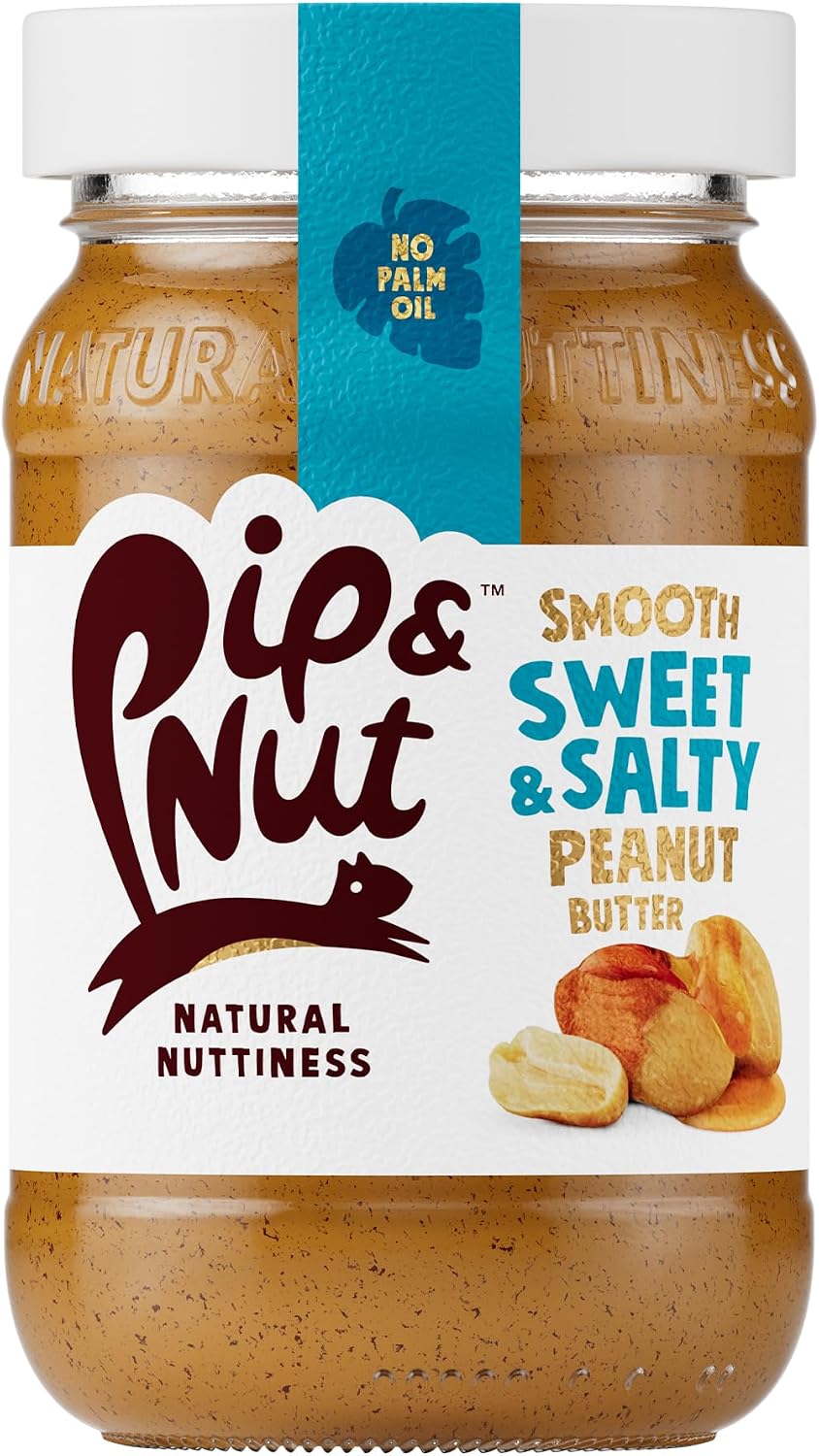 Pip & Nut - Sweet & Salty Smooth Peanut Butter (6 x 300g) | Natural Nut Butter, No Palm Oil, No Added Sugar, Hi-Oleic Peanuts, High in Unsaturated Fats, Gluten Free, Vegan, Dairy Free
