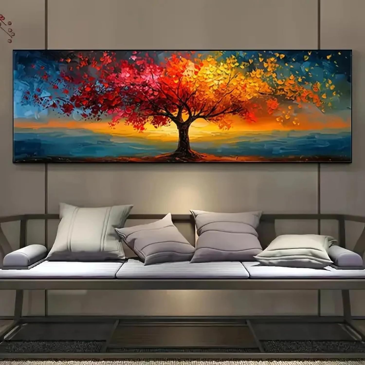 Extra-Large Tree of Life Prints On Canvas Pictures XXL Canvas Poster Abstract Wall Art Modern Home Decor Print Painting Geometric Patterns 45x135cmNo Frame