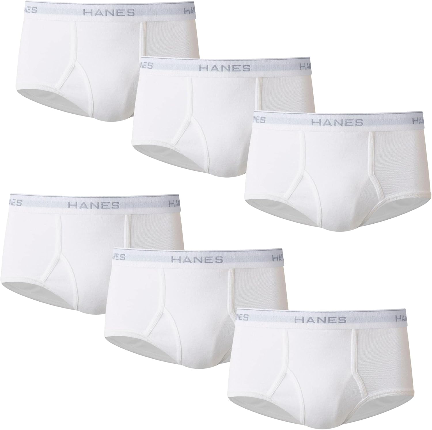 Hanes Men's Underwear Brief Pack, Full Rise Cotton Briefs, Moisture-Wicking Underwear, White, Multi-pack