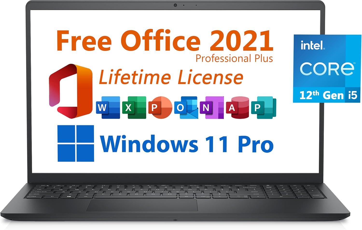 Dell 2024 Inspiron 15 Business Laptop, Free Microsoft Office 2021 with Lifetime License, 15.6" FHD 1920 x 1080, Intel 10-Core i5-1235U, 16GB DDR4 RAM, 512GB PCIe SSD, Windows 11 Pro, Black