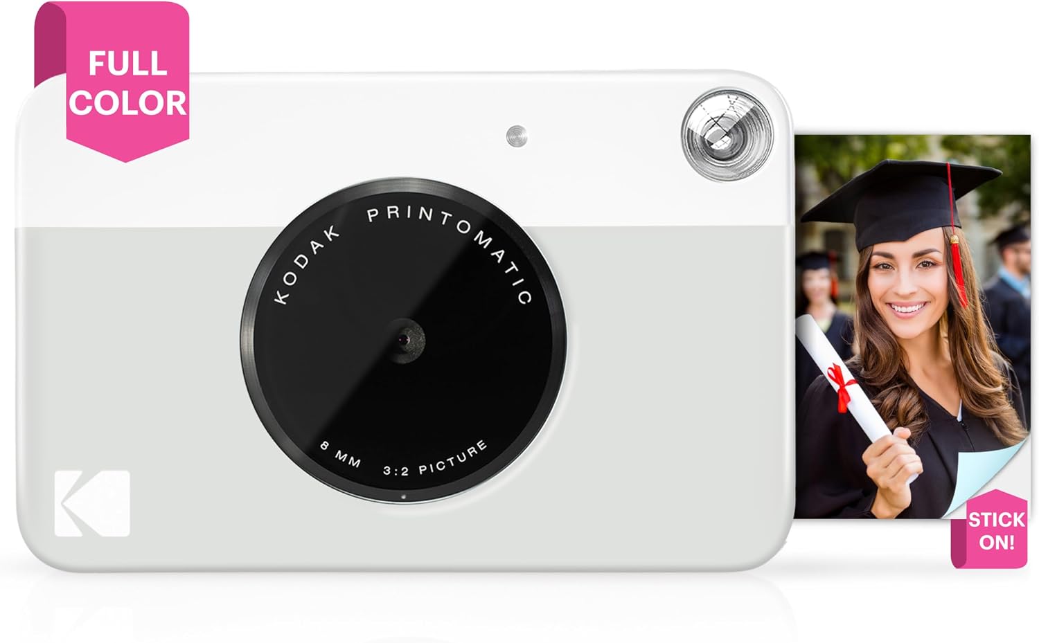 KODAK Printomatic Full-Color Instant Print Digital Camera - Zink 2x3" Sticky-Back Photo Paper - 5MP, Portable, Creative Fun Gift for Birthday, Christmas, Holiday - Grey