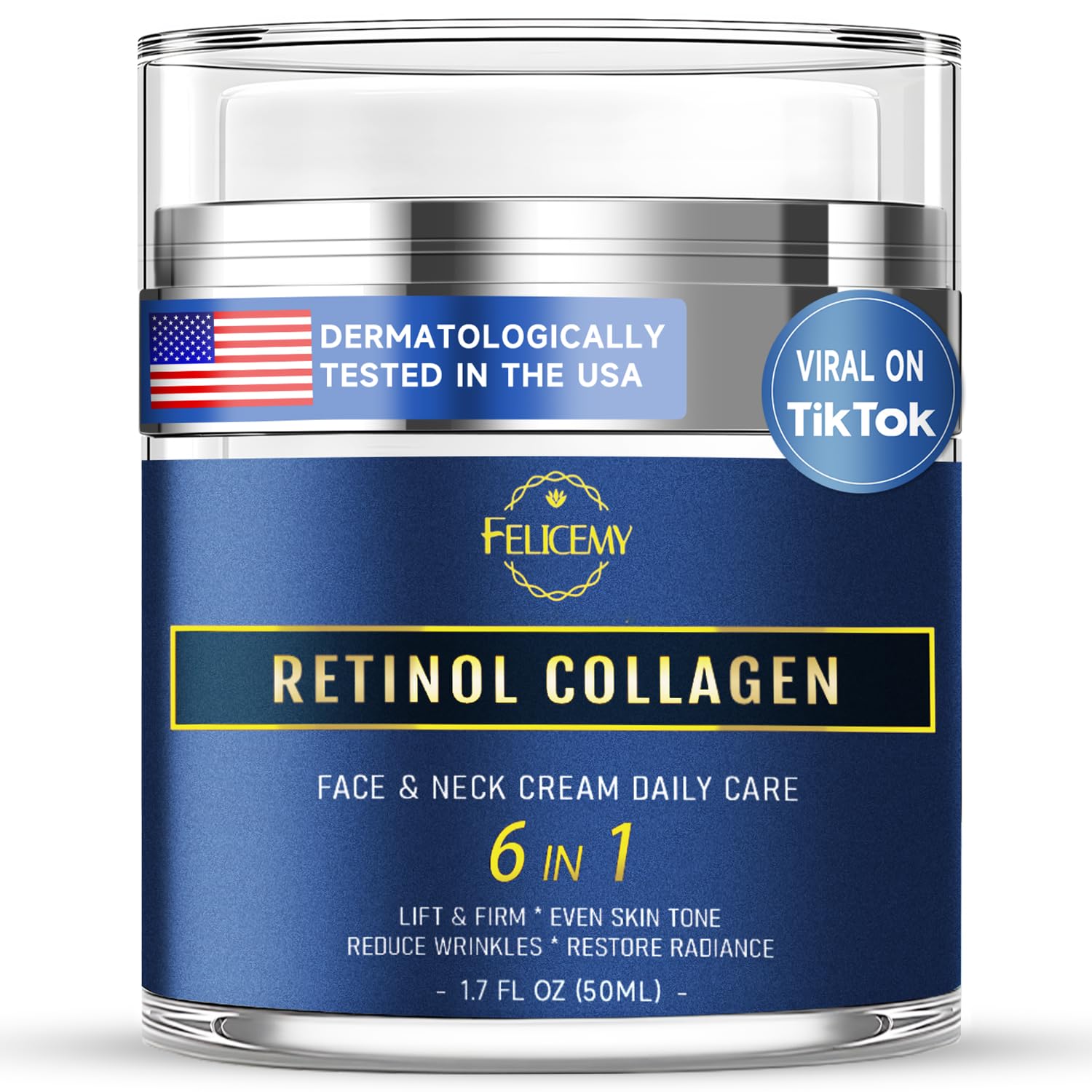 6-in-1 Face Cream for Men, Mens Face Moisturizer, Anti-Aging Face Cream for Men with Retinol Collagen & Hyaluronic Acid, Eye Bags & Dark Spot Remover, After Shave Lotion 1.7 Fl Oz