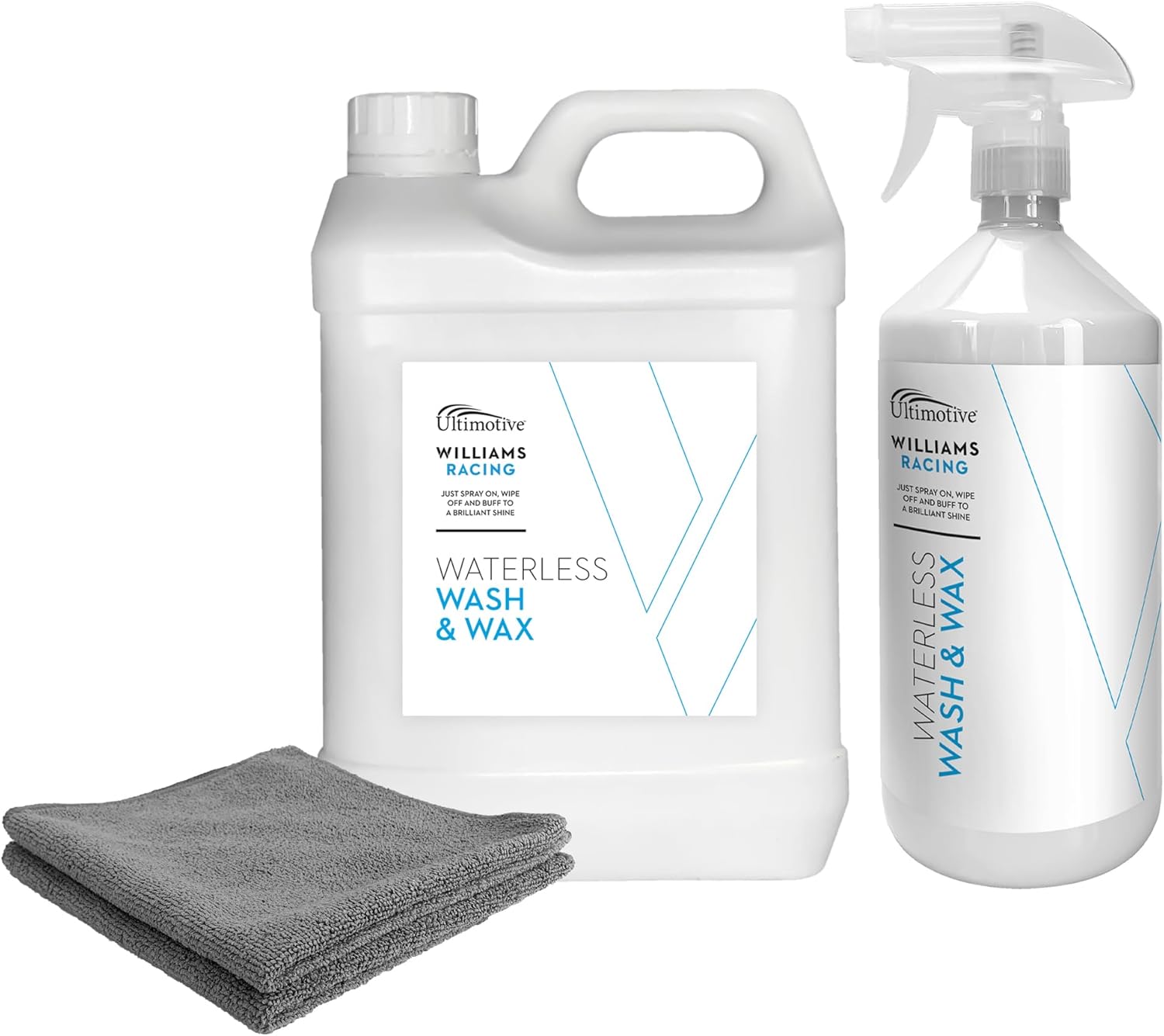 Rokit Williams Racing Waterless Wash and Wax Car Cleaning kit 1L + 2.5L re-fill with added 2 x Microfibre cloths