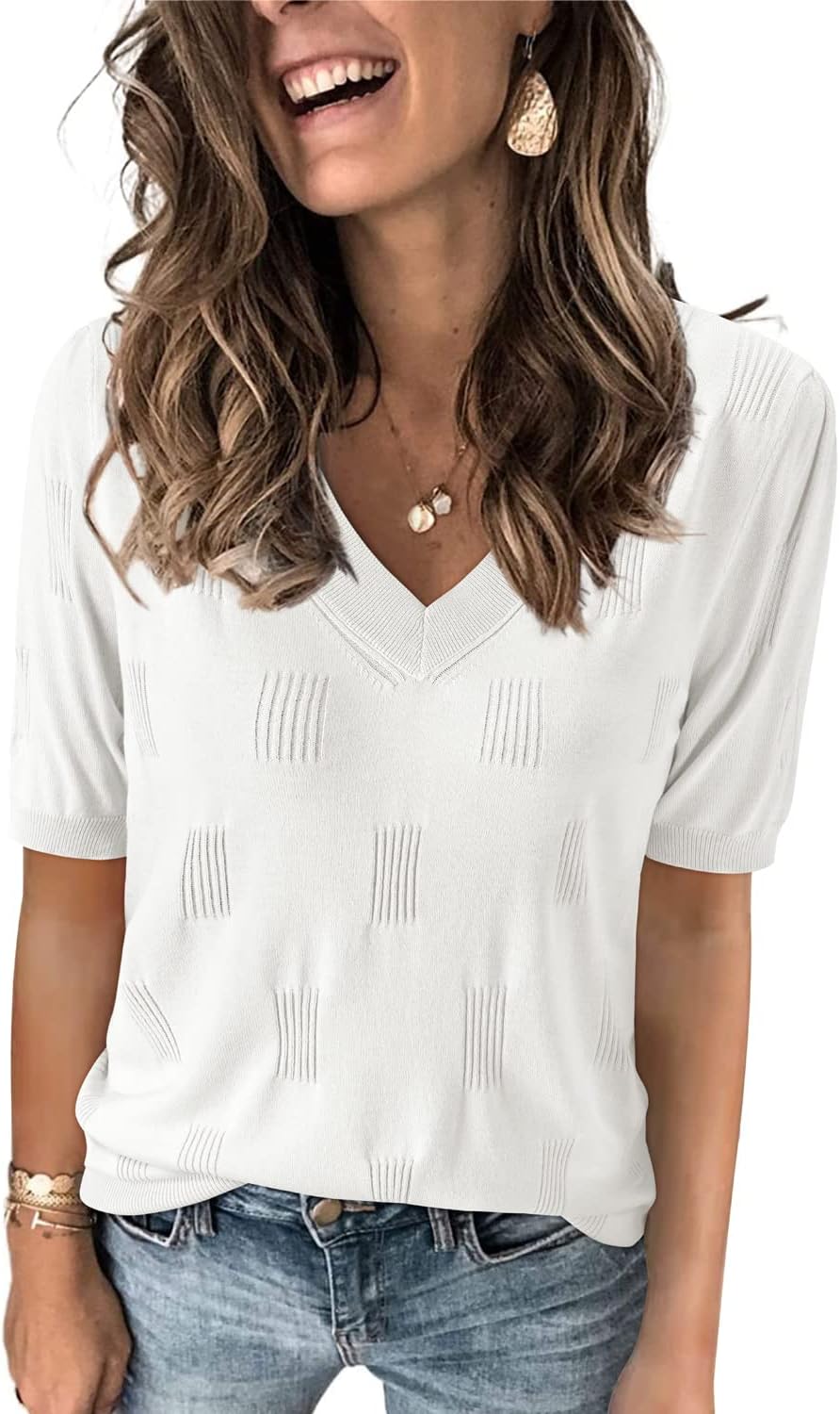 Arach&Cloz Women's Lightweight Summer Tops Casual Short Sleeve Blouses Shirts