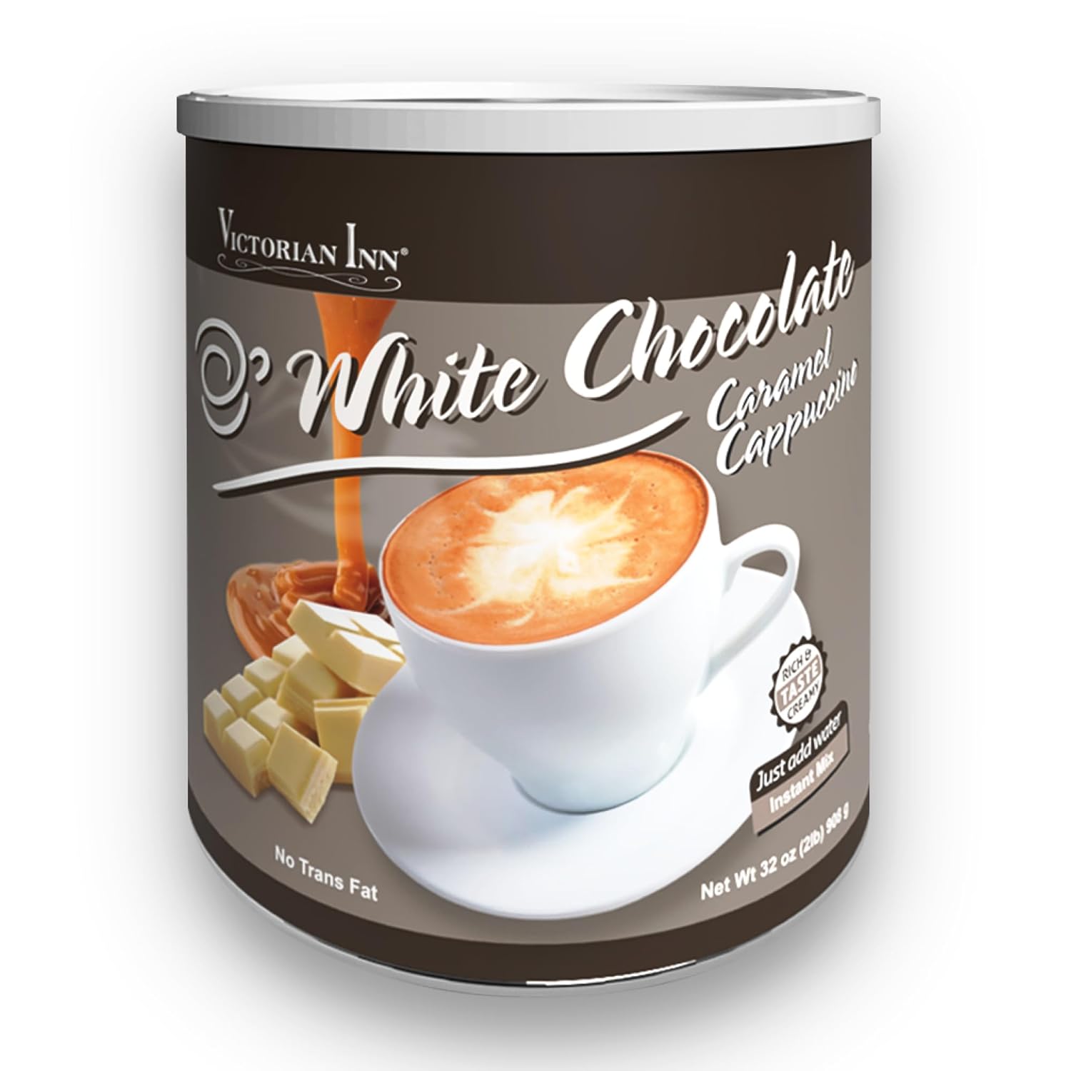 Victorian Inn Instant Cappuccino - White Chocolate Caramel - Creamy & Delightful Coffee Mix - Great Hot, Cold, or Blended - Great as a Coffee Creamer - 2 Pound (Pack of 1)