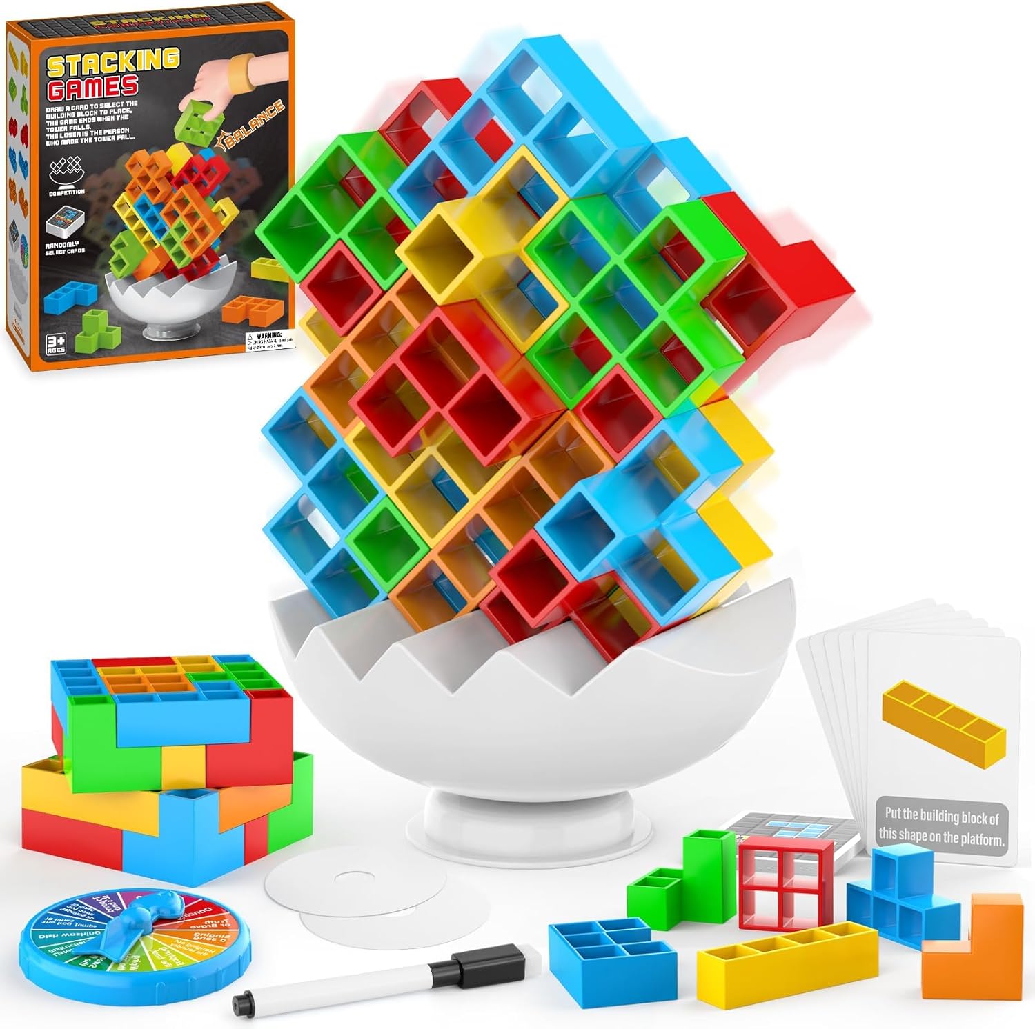 70 PCS Tetra Tower Balance Game, Team Tower Stacking Game for Kids & Adults Party Game, Swing Stack Balance Toy Perfect for Family Games, Travel, Gifts for Kids Boys Girls