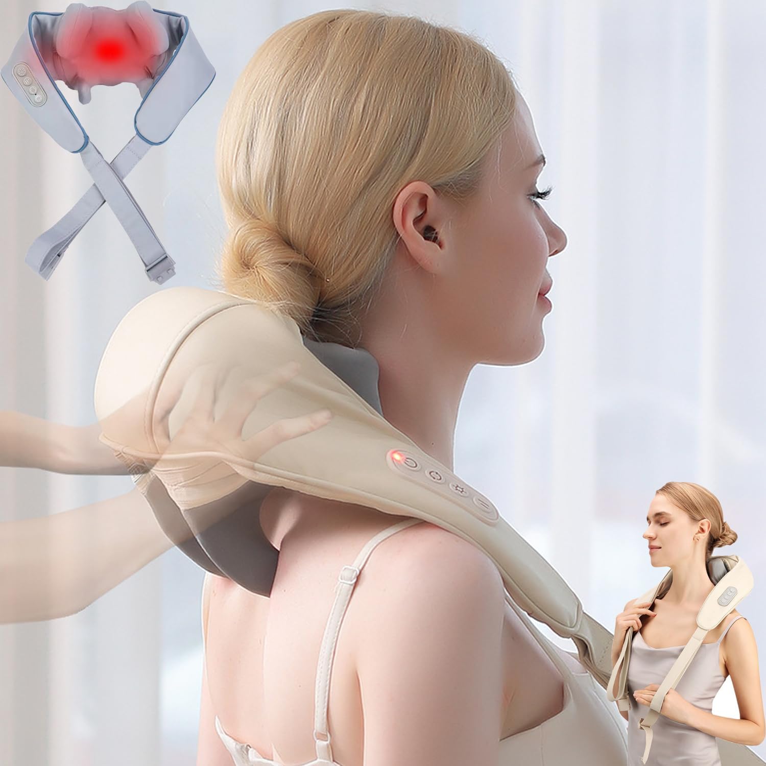 Therapexa Neck & Shoulder Massager - Relieve Tension and Pain with Shiatsu Heat, Thera Pexa Neck Massager, Reduce Stress, Portable & Ergonomic Design – Experience Deep Tissue Relaxation Anywhere (C)