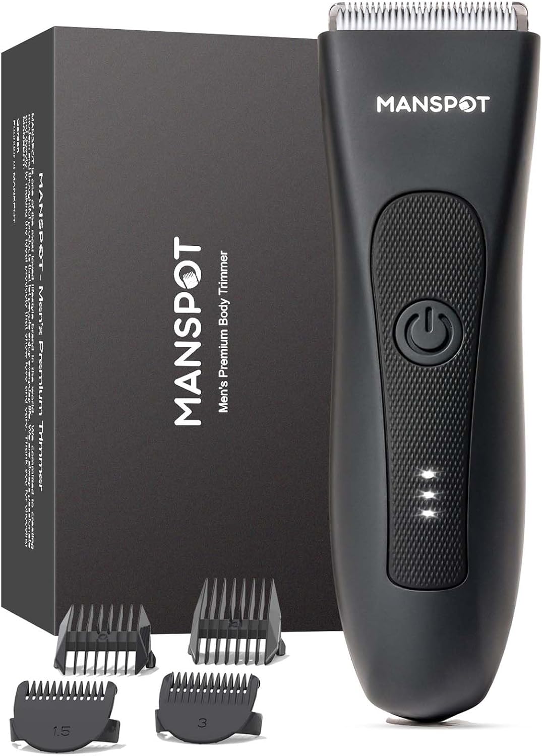 MANSPOT Body Trimmer Men, Manscape Electric Ball Trimmer Men's Shavers with Hypoallergenic Ceramic Blade, IPX7 Waterproof Wet/Dry Shaver for Groin/Ball/Pubic Hair Male Body Groomer, 20 Times Usage