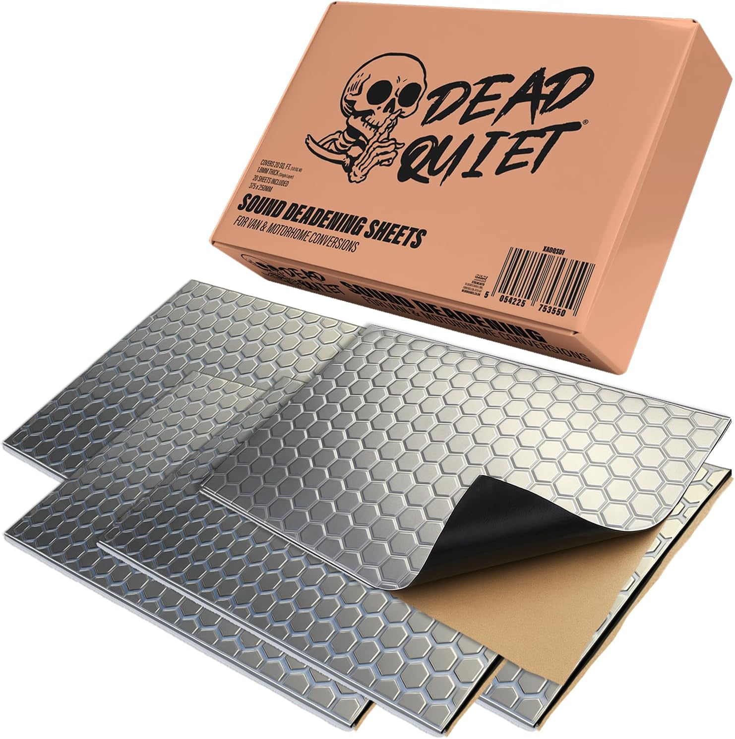 Xtremeauto Dead Quiet Sound Deadening Sheets – 20 Pack, 20 sq.ft (1.8 sq.m) – Car, Van & Motorhome Sound Proofing and Vibration Damping Mat (1.8mm Thick, 375 x 250mm)