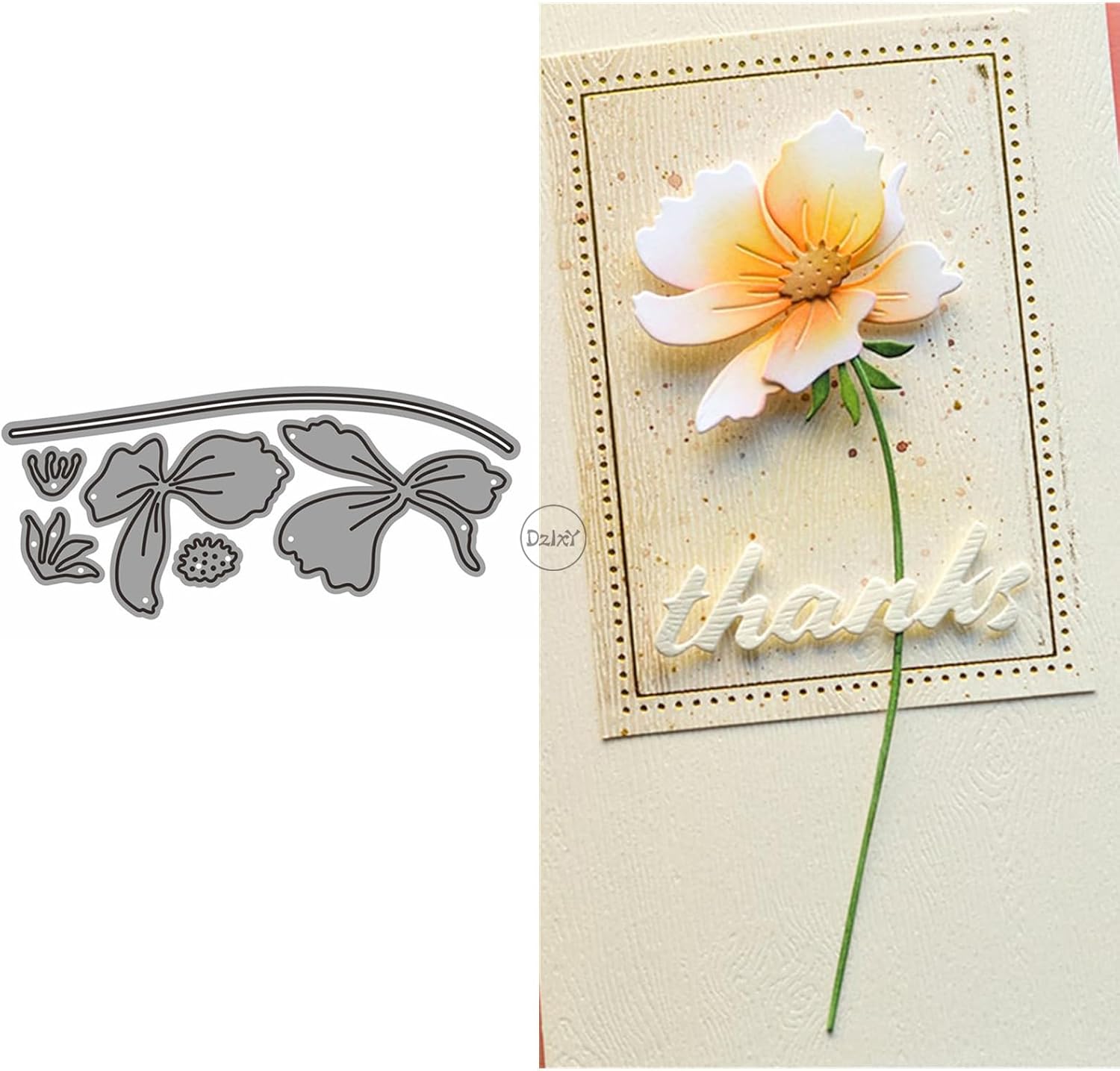DzIxY Patchwork Thin Twigs Peony Flower Metal Cutting Dies for Card Making Kit Embossing Paper Die Cuts Set Scrapbook Stencils Supplies Machine Templates