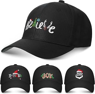 EBOOT 4 Pcs Christmas Baseball Hat Christmas Santa Cap for Women Men Funny Christmas Cap Adjustable