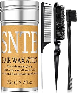 Slick Back Hair Brush Set: Hair Wax, Edge Brush, Rat Tail Comb, Bristle Brush, Hair Bun Accessories, Smoothing Brush for Women & Kids